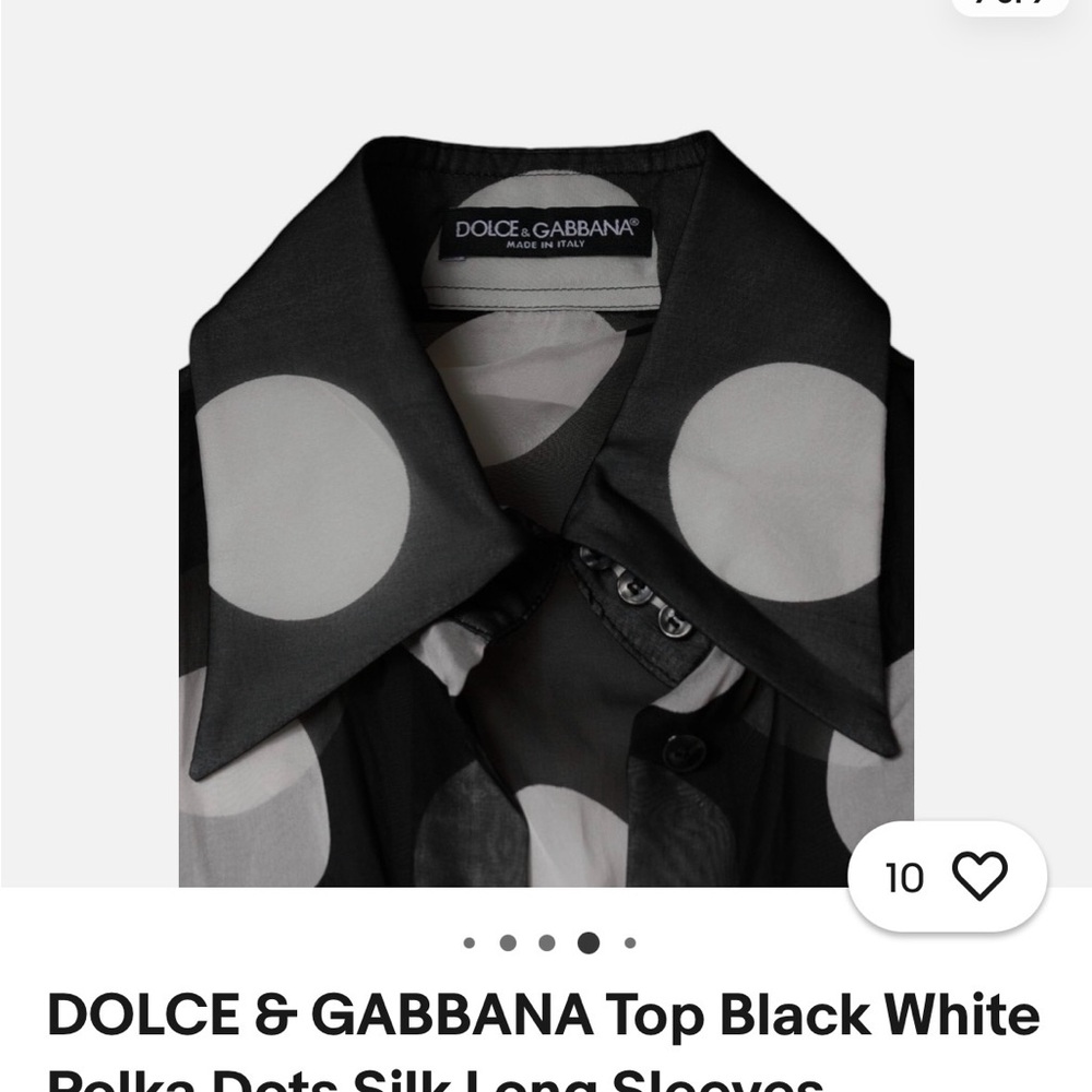 Dolce&Gabbana Silk Black and White Polka Dot Sheer Blouse size 40 never worn - Picture 3 of 10